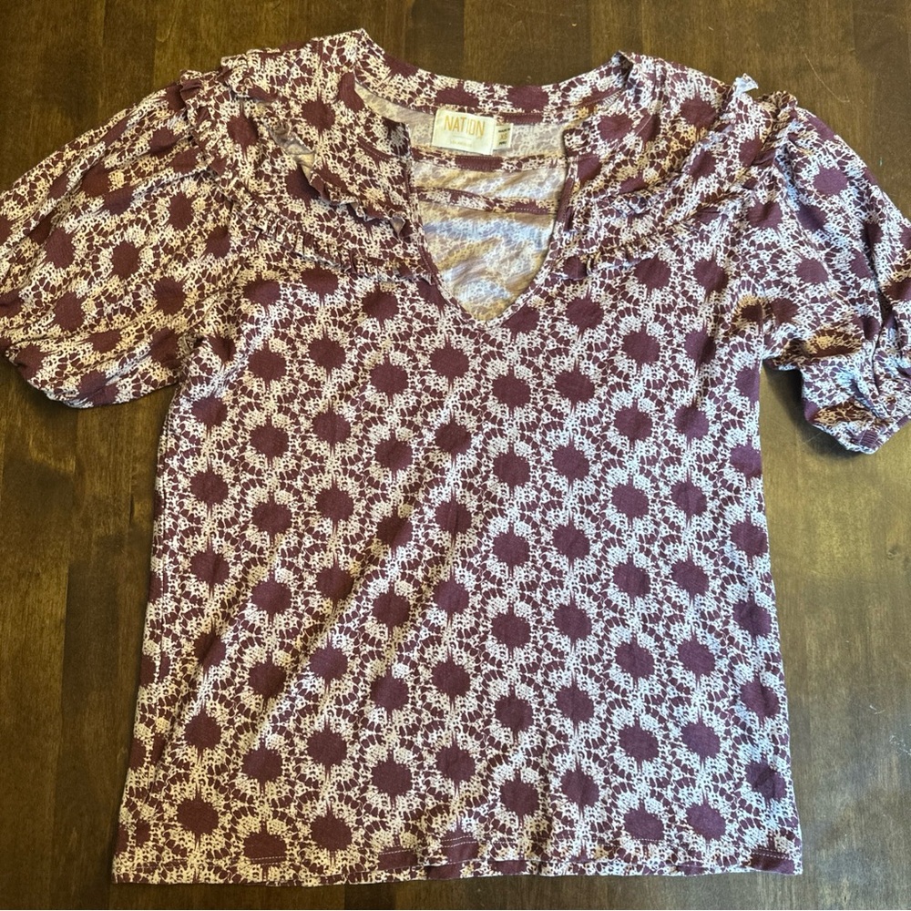 Nation LTD XS Top Blouse‎ Short Sleeve V Neck Judith Sexy Office Casual